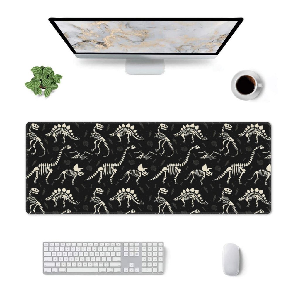 Dinosaur Fossils Gaming Mouse Pad Large Mouse Pad (31.5x12 Inch) Non-Slip Rubber Base Large Desk Mat Desk Protector for Home Office Gaming Work