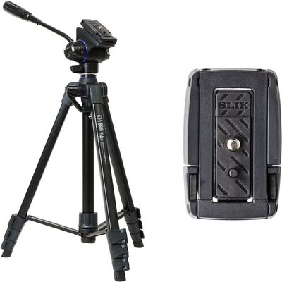Slick Slik Smartphone Tripod, GX-S 6400 Video with One More Quick Shoe Set, Lever Lock, 0.8 inch (21 mm) Pipe Diameter, 2-Way Head for Video Shooting, Height 62.2 inches (1580 mm), Quick Shoe Type,