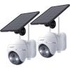 ieGeek Security Cameras Wireless Outdoor, 2K WiFi Home Security System 360 PTZ Camera 2 Pack, Solar/Battery Powered Cam with Spotlight/Siren/AI/Motion Sensor/3MP Color Night Vision, Works with Alexa view 1