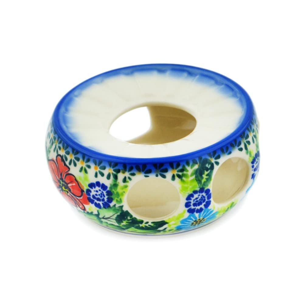 Polmedia Polish Pottery Heater UNIKAT - Royal Meadow Pattern Handmade in Boleslawiec Poland by Ceramika Dalia + Certificate of Authenticity