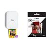 Canon IVY 2 Mini Photo Printer, Print from Compatible iOS & Android Devices, Sticky-Back Prints, Pure White + ZINK Photo Paper 100 Sheets Pack view 1