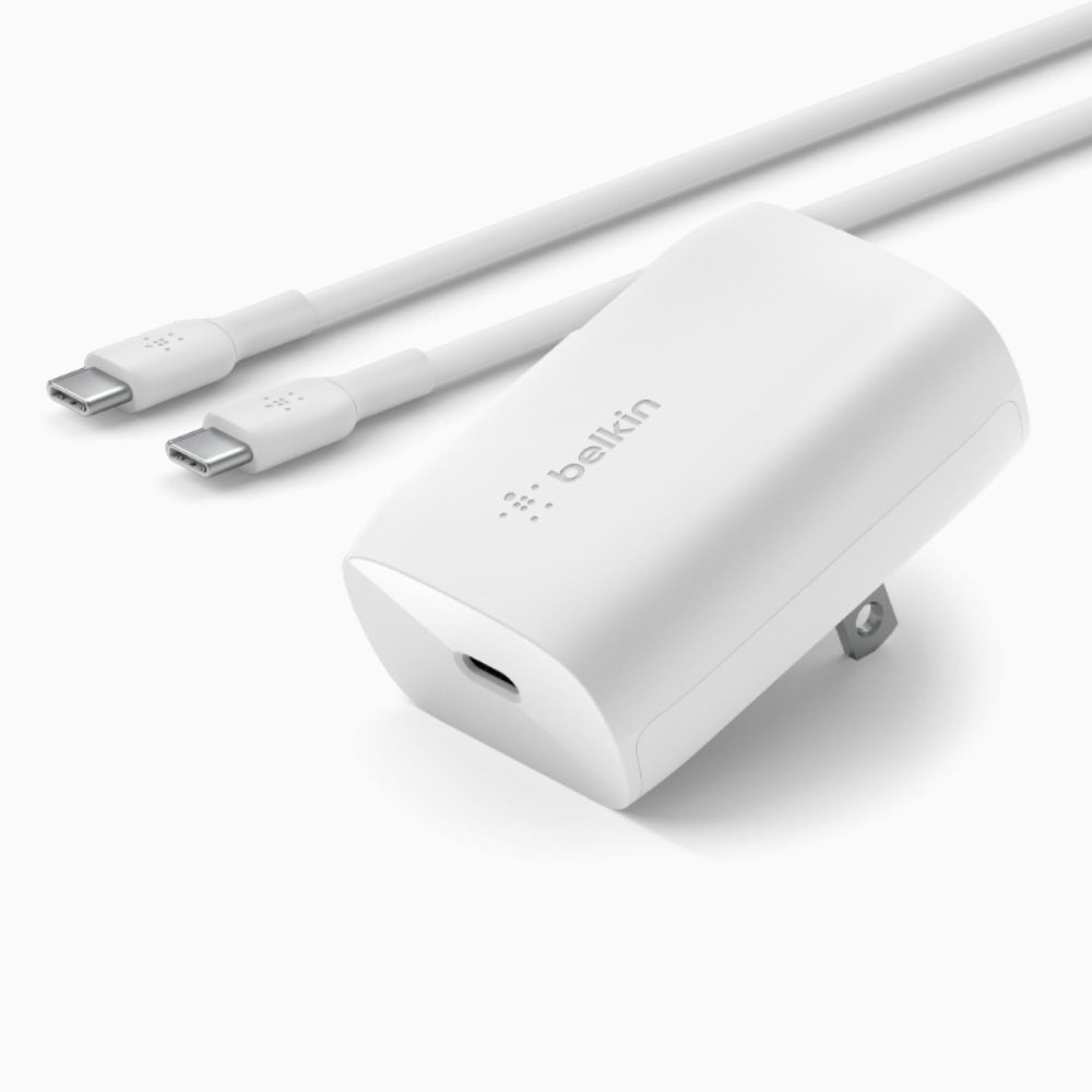 Belkin USB C Charger Block 30W - USB-C to C Cable Included - PPS, USB-IF Certified PD 3.0 Super Fast Charging - Samsung Galaxy S25, Apple iPhone 17, Air, Google Pixel, Nintendo Switch 2 & More - White
