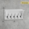 HBCY Creations 24" Wall Mounted Storage Rack - Pine Wood Construction - Solid White Finish - Upper Storage Shelf - 5 Hooks - Ideal for Entryway, Kitchen, Bathroom view 3