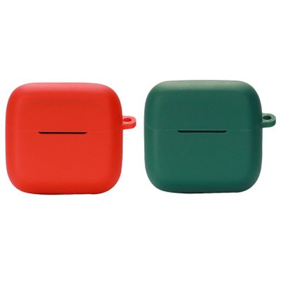 2 Pack DAYJOY Soft Silicone Protective Case Cover Compatible with Skullcandy Mod Earbuds, Protective Skin Sleeve with Key Chain (red+Green)