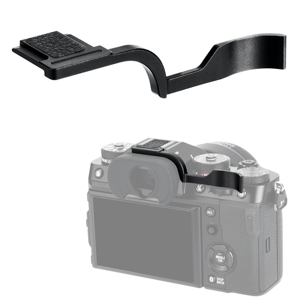 JJC Deluxe Aluminum Alloy Metal Thumb Up Grip for Fuji Fujifilm X-T5 XT-5 X-T4 X-T3 XT5 XT4 XT3 Camera with Hot Shoe Cover Protector Thumb Rest Support Black
