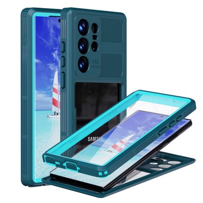 MRUOZRUI Samsung Galaxy S23 Ultra Case, IP68 Waterproof, Shockproof, Dustproof, Snowproof, Full Body Protective Case with Built-in Screen Protector for Galaxy S23 Ultra 5G 6.8 inch 2023 Lake Blue