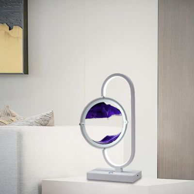 IMPREC Hourglass Table Lamp,3D Creative Flowing Sand Table Lamp Bedroom Bedside Lamp Decorative Environmental Decorations Table Lamp (Color : Purple)