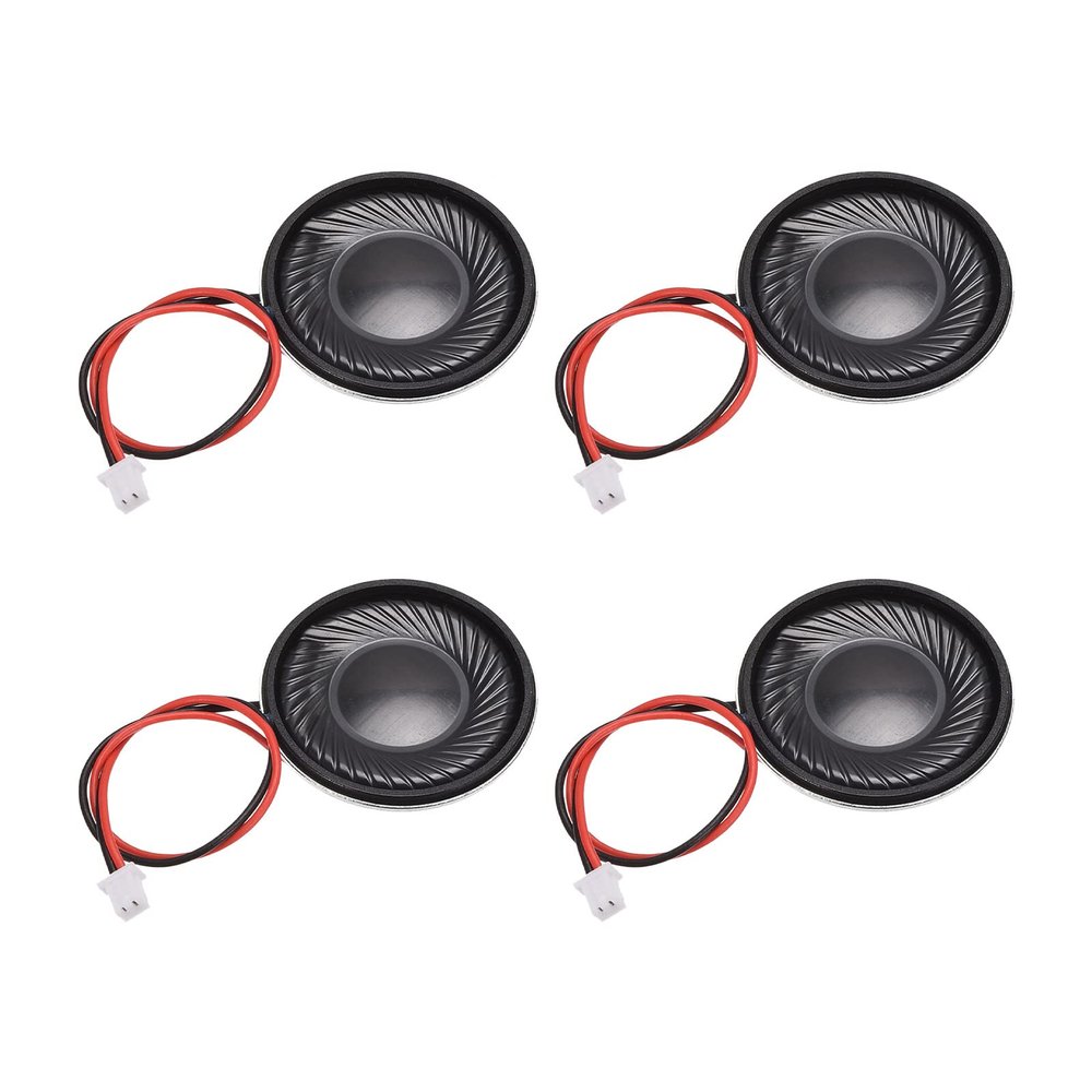 DMiotech 4 Pack 1W 8 Ohm 28mm Diameter DIY Magnetic Speaker Round Type Internal Replacement Loudspeaker with PH2.0/1.25mm-2P Terminal Line for Electronic