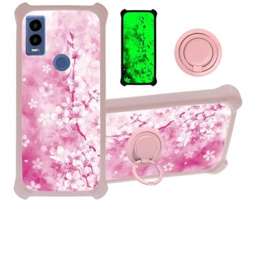 jioeuinly Cricket Innovate E 5g Case Compatible with Cricket Innovate E 5g Phone Case Cover [with Tempered Glass Screen Protector][Hard PC + Soft Silicone][Ring Support] [Luminous Effect] YGF-MH