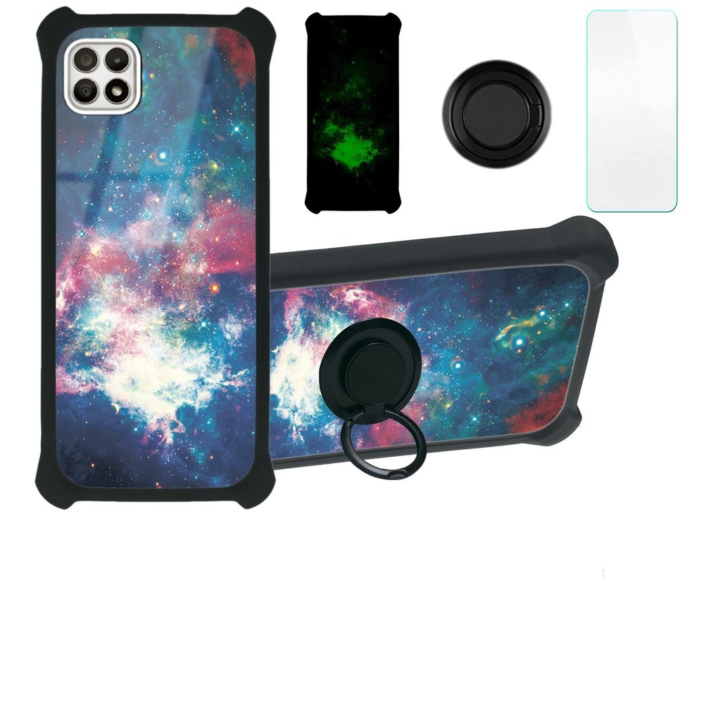 Boost Celero5g Celero 5g Case Compatible with Boost Celero5g Celero 5g Phone Case Cover [with Tempered Glass Screen Protector][Hard PC + Soft Silicone][Ring Support] [Luminous Effect] YGH-YH