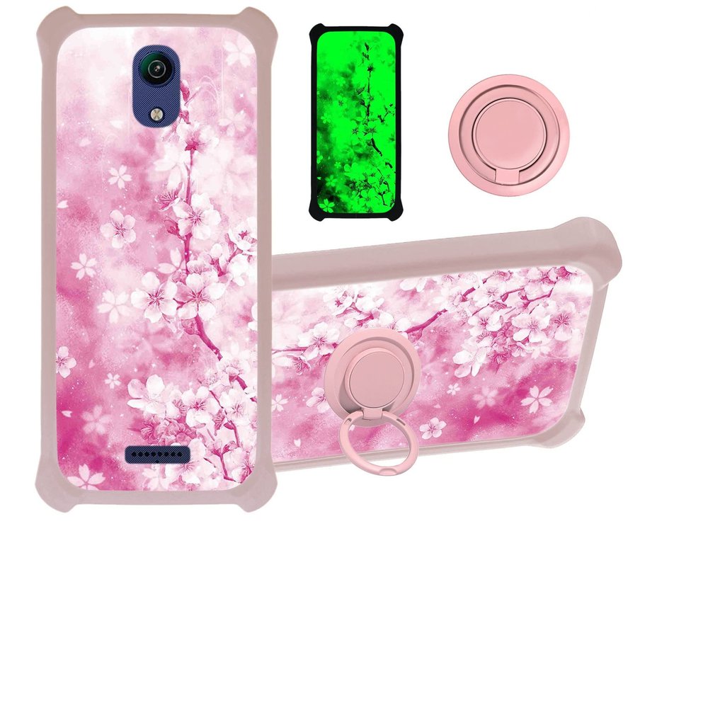 jioeuinly ATT Fusion Z Case Compatible with ATT Motivate Phone Case Cover [with Tempered Glass Screen Protector][Hard PC + Soft Silicone][Ring Support] [Luminous Effect] YGF-MH