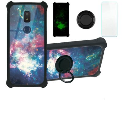 jioeuinly ATT Motivate 2 Case Compatible with ATT Motivate 2 Phone Case Cover [with Tempered Glass Screen Protector][Hard PC + Soft Silicone][Ring Support] [Luminous Effect] YGH-YH