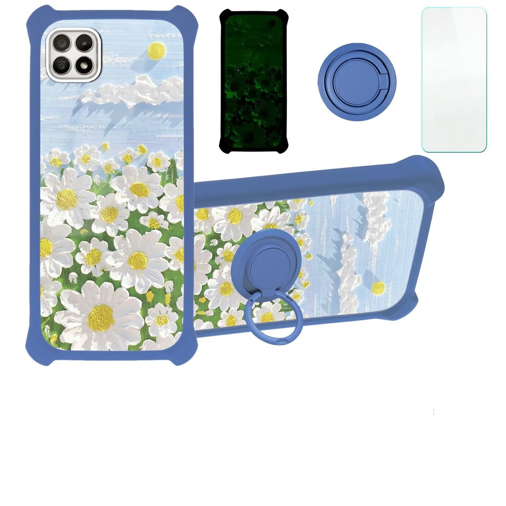 Boost Celero5g Celero 5g Case Compatible with Boost Celero5g Celero 5g Phone Case Cover [with Tempered Glass Screen Protector][Hard PC + Soft Silicone][Ring Support] [Luminous Effect] YGL-CJ