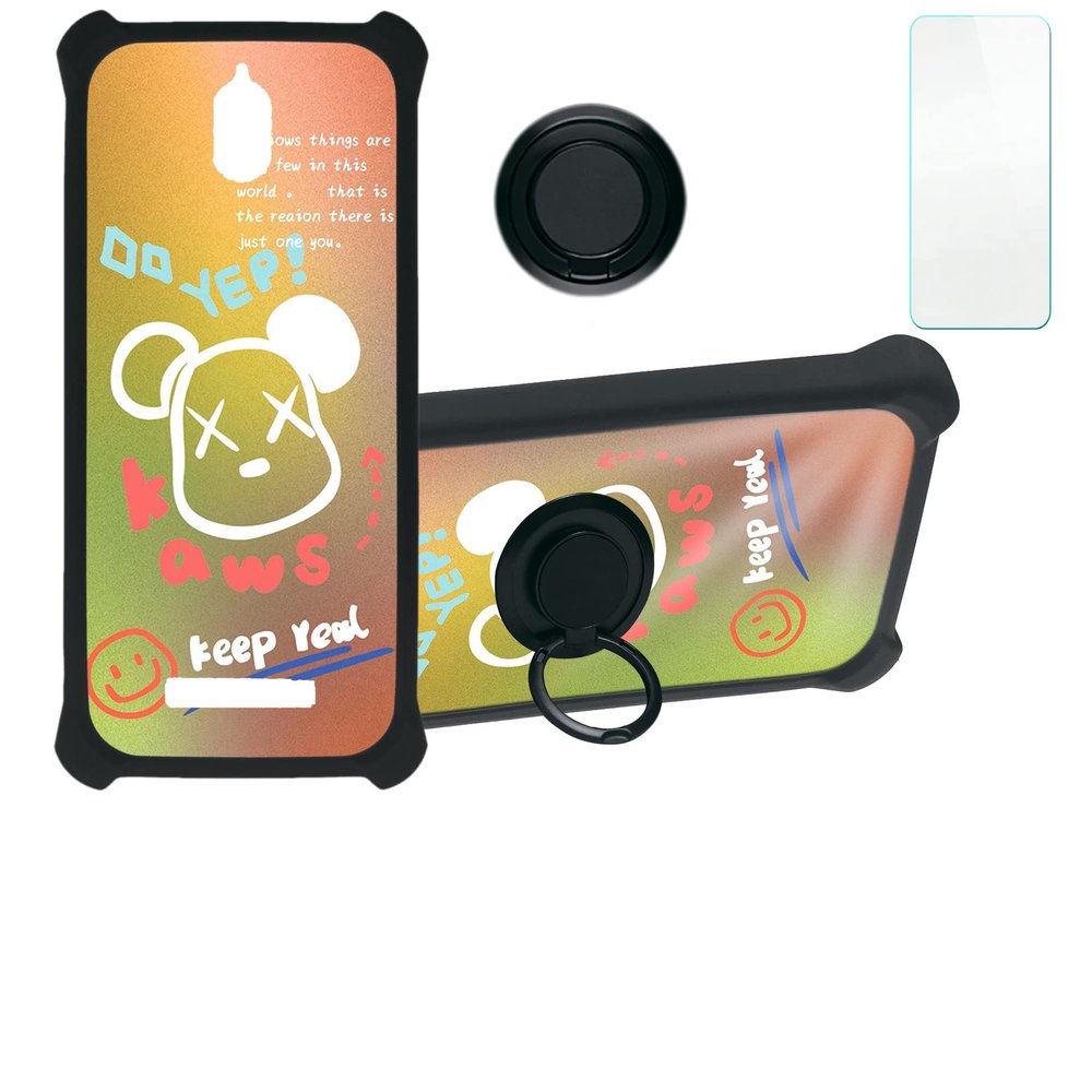 Blu View 2 B131dl B130dl Case Compatible with Blu View 2 B131dl B130dl Phone Case Cover [with Tempered Glass Screen Protector][Hard PC + Soft Silicone][Ring Support] [Golden Reflect Light] DJH-XXX