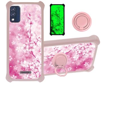 Blu Studio X5 2022 5 Inch Case Compatible with Blu Studio X5 2022 5 Inch Phone Case Cover [with Tempered Glass Screen Protector][Hard PC + Soft Silicone][Ring Support] [Luminous Effect] YGF-MH