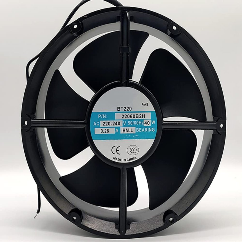 22060B2H 220/240V 0.28A 40W 3500RPM 350CFM 220X220X60MM 2-Wire Cooling Fan