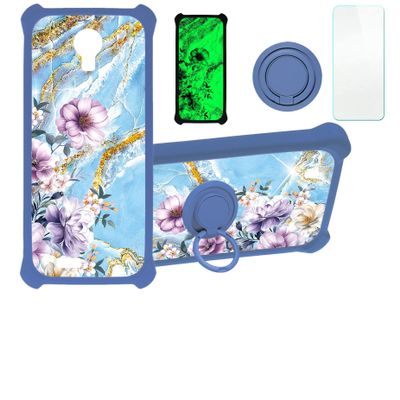 jioeuinly Lush Mint L1589k Case Compatible with Lush Mint L1589k Phone Case Cover [with Tempered Glass Screen Protector][Hard PC + Soft Silicone][Ring Support] [Gold Glitter+Luminous] JSL-SZH