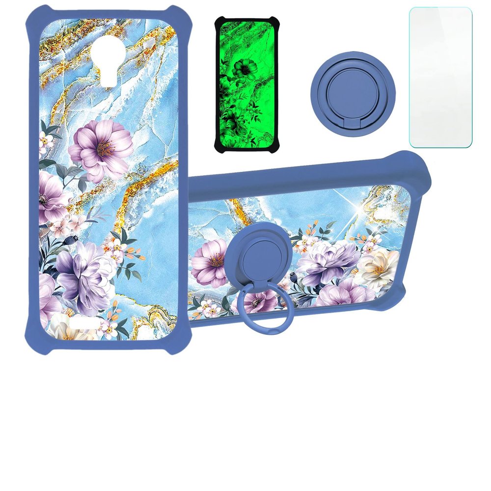 jioeuinly Lush Mint L1589k Case Compatible with Lush Mint L1589k Phone Case Cover [with Tempered Glass Screen Protector][Hard PC + Soft Silicone][Ring Support] [Gold Glitter+Luminous] JSL-SZH