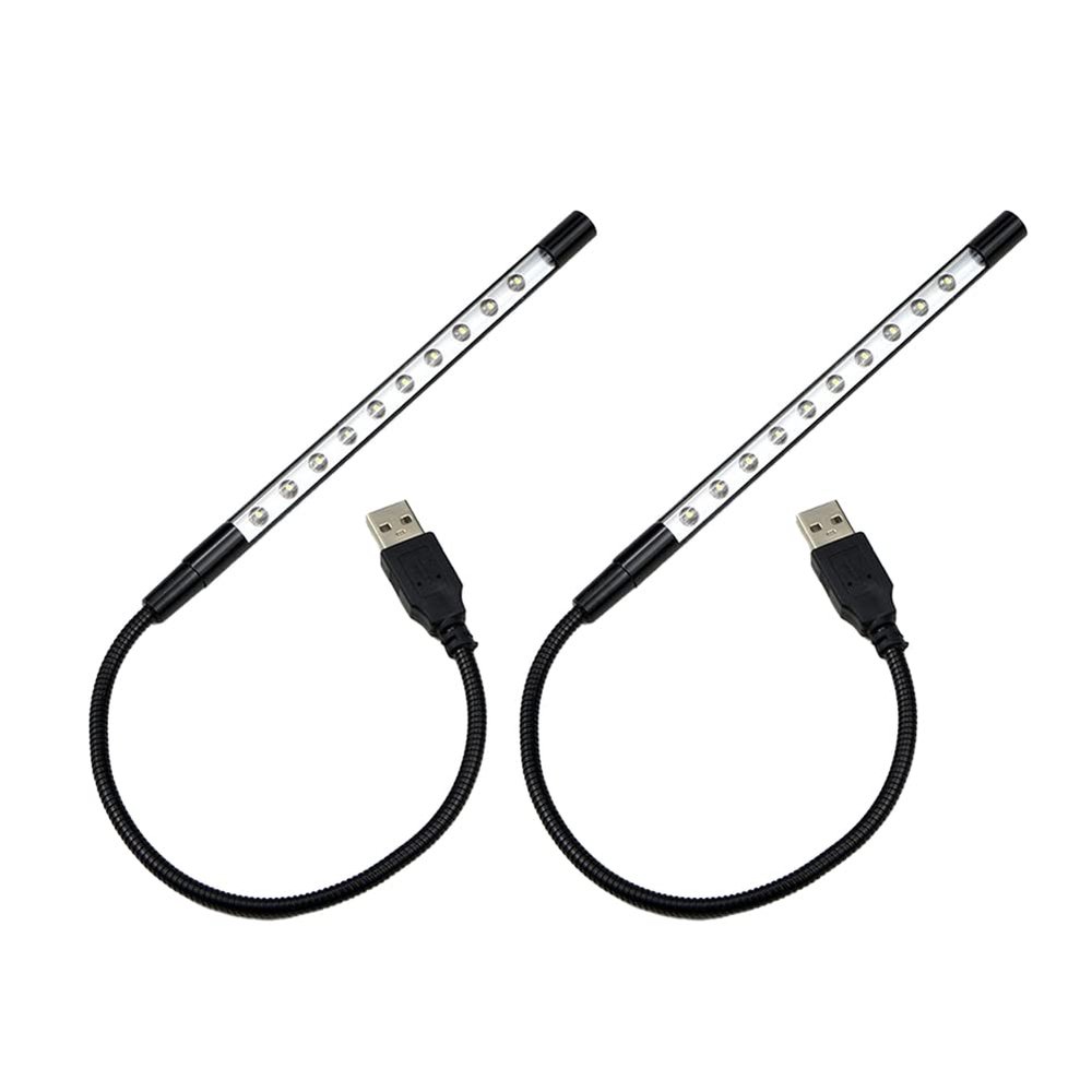 Magik 2-4Pc Portable 10 LED USB Light Flexible Lamp for Reading Notebook Laptop Plug (2 Pack)