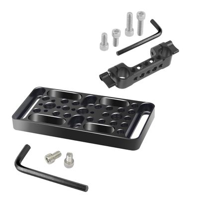 FEICHAO Multi-Functional Expansion Quick Release Plate 1/4 3/8 Positioning Hole for Railblocks Dovetails Rods SLR Camera Cage (Type A+Rail Rod Clamp)