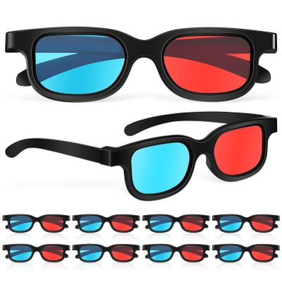 Milisten 10 Pack 3D Glasses Red Cyan Anaglyph 3D Glasses for Movies Games and Pictures Compatible with Tvs Projectors Computer Monitors Home Theater Viewing