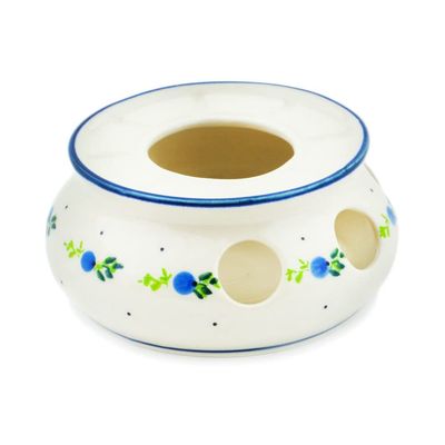 Polmedia Polish Pottery Heater - Blueberry Forest Pattern Handmade in Boleslawiec Poland + Certificate of Authenticity
