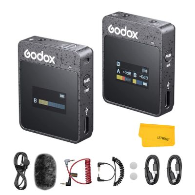 GODOX MoveLink II M1 Wireless Lavalier Microphone, Wireless Lavalier Mic Compatible DSLR Cameras, Camcorders, Smartphones for Vlog, Streaming, Podcasting, Interviewing, Video Producers