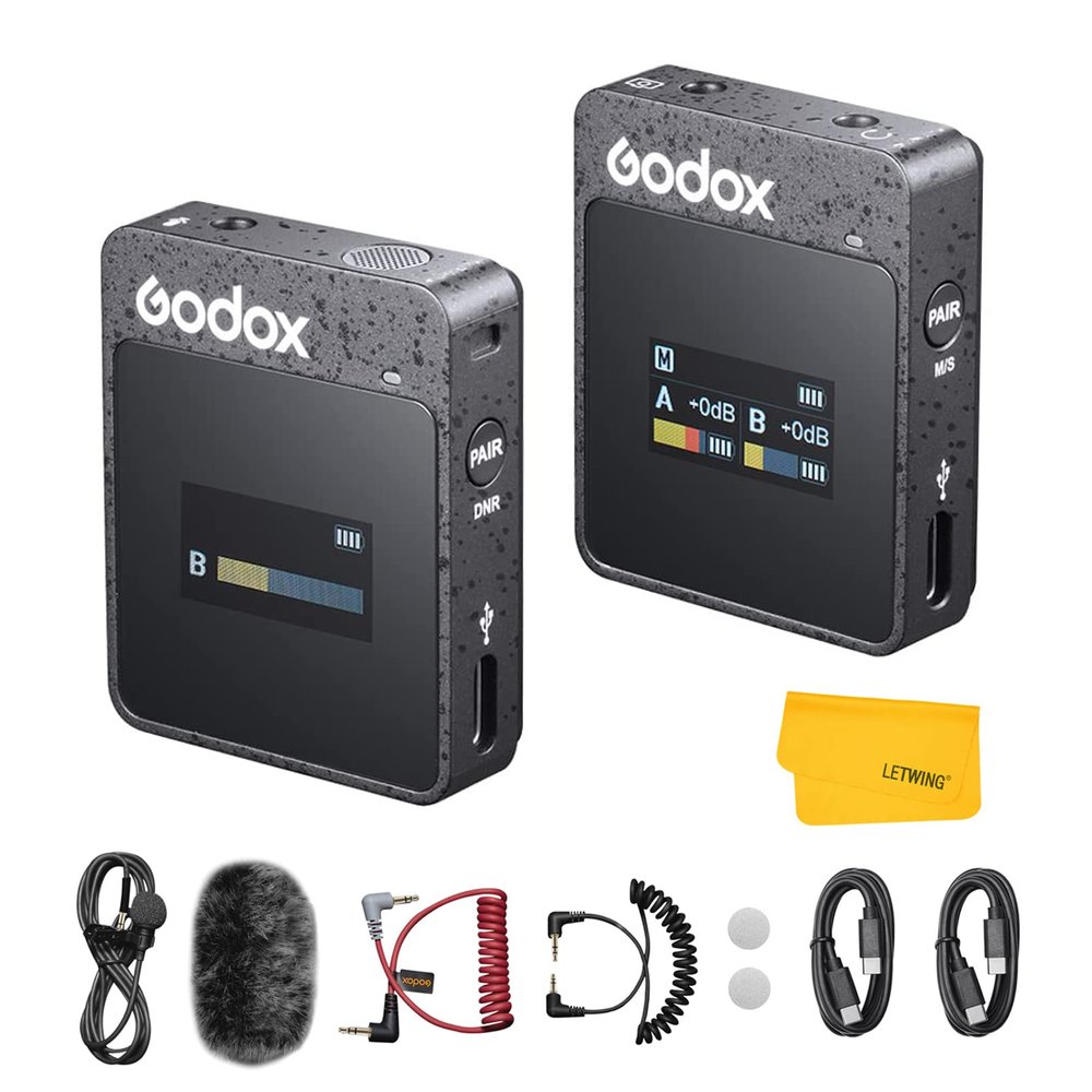 GODOX MoveLink II M1 Wireless Lavalier Microphone, Wireless Lavalier Mic Compatible DSLR Cameras, Camcorders, Smartphones for Vlog, Streaming, Podcasting, Interviewing, Video Producers