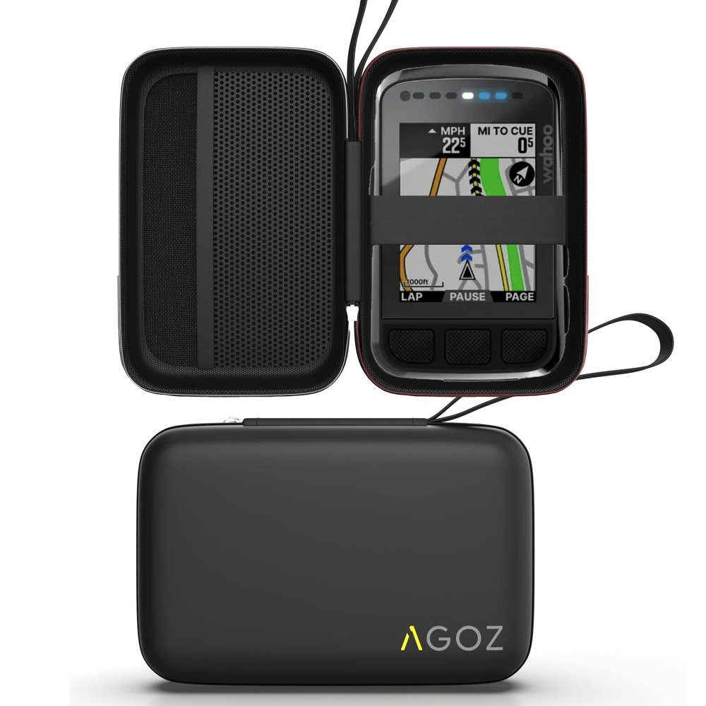 AGOZ Hard Carrying Case for Wahoo Elemnt Bolt V1, Bolt V2, Protective Cover with Wrist Strap, Anti-Shock, Water Resistant, Holder Case for GPS Bike Computer - GPS Cycle Computer Accessories (Black)