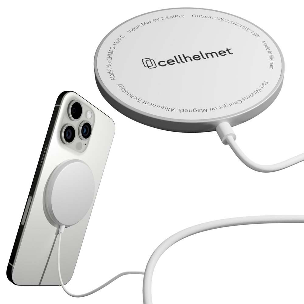 cellhelmet Fast Magnetic Wireless Charging Pad 15W MagSafe Compatible with iPhone 16 15 14 13 12 & Airpods for Mag Fast Charging - Qi2 Compatible