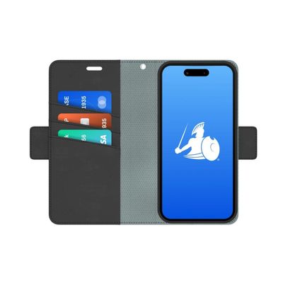 DefenderShield EMF Protection & 5G Anti Radiation iPhone 14 Plus Case - RFID Blocking EMF Shield Detachable Wallet Case with Magnetic Closure (Black)