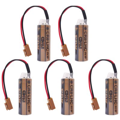DCYNXC 5Pcs 3V CR8.LHC Battery for FUJI FDK CR8-LHC 17450 Battery Memory Backup Power Source Water Meter Battery with Connector