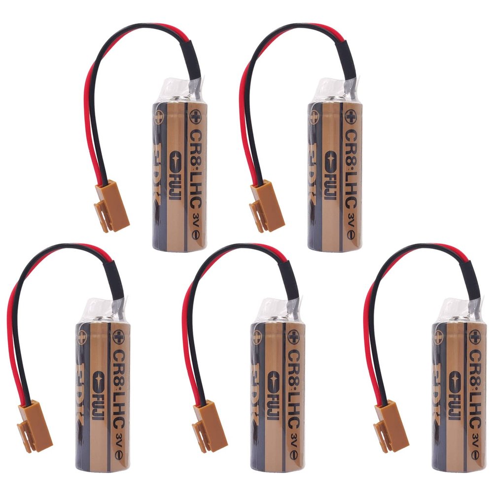 DCYNXC 5Pcs 3V CR8.LHC Battery for FUJI FDK CR8-LHC 17450 Battery Memory Backup Power Source Water Meter Battery with Connector