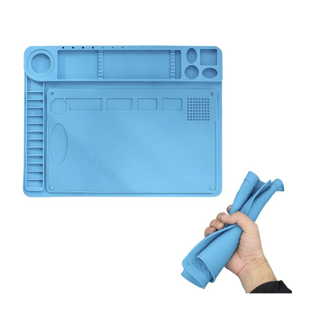Microscope Kit 480x360mm Heat Insulation Working Mat with Ruler, Detachable Soldering Station for Motherboard Phone Computer Repairing Microscope Lens Adapters