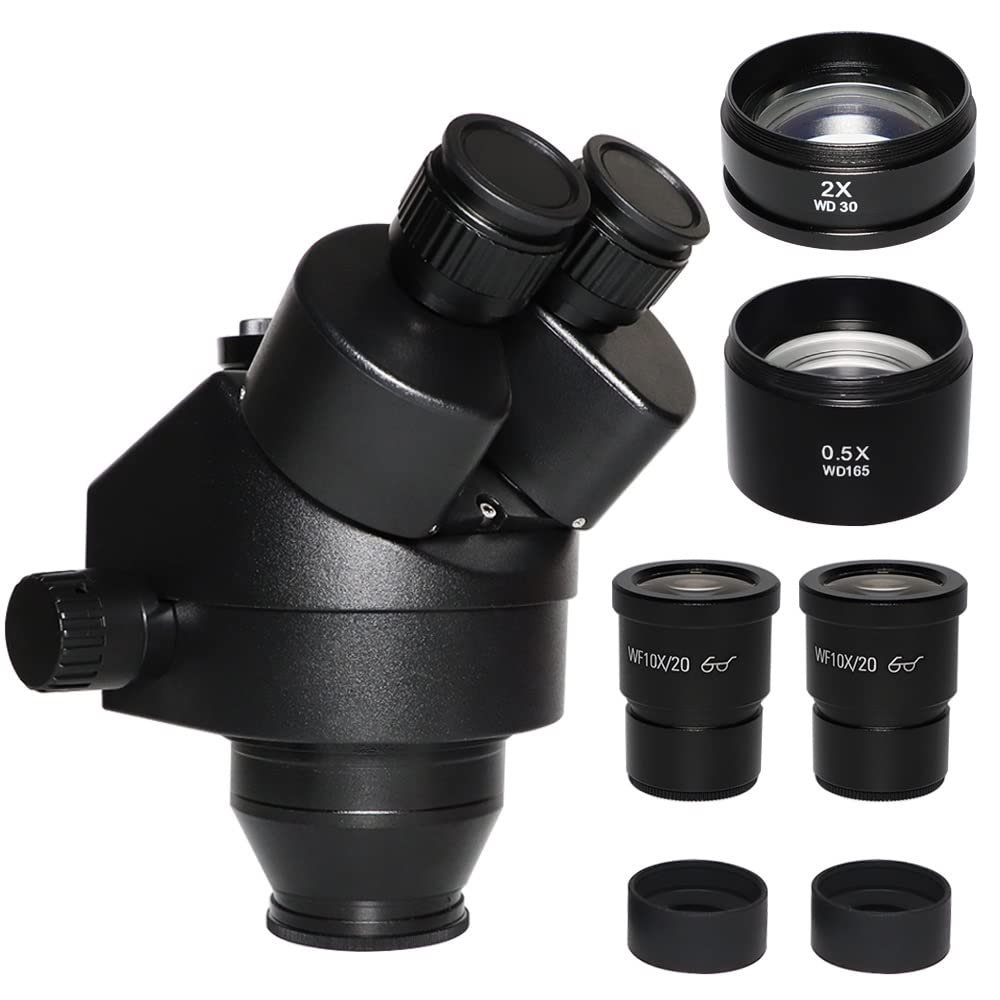 Microscope Kit Black/White Simul-Focal 7X-45X 3.5X-180X Microscope Zoom Stereo Microscopio Head for Phone Repair PCB Soldering Microscope Lens Adapters (Color : 3.5X-90X Black)