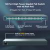 YuanLey 48 Port Gigabit PoE Switch Unmanaged with 2 1000Mbps SFP Uplink, 50 Port 802.3af/at 800W High Power PoE+ Network Switch, Metal Rackmount Power Over Ethernet Switch view 3