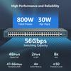 YuanLey 48 Port Gigabit PoE Switch Unmanaged with 2 1000Mbps SFP Uplink, 50 Port 802.3af/at 800W High Power PoE+ Network Switch, Metal Rackmount Power Over Ethernet Switch view 4