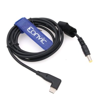 Eonvic 12V PD USB Type C to 5.5x2.5mm DC Power Cable for Blackmagic BMCC Camera Video Assist Monitor/Atomos Ninja V Monitor (Rright Angle DC)