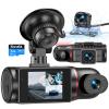 Kussla Dash Cam Front and Rear Inside, 1080P 3 Channel Dash Camera for Cars with 64GB Card, Super Night Vision Dashcam, Car Camera with Loop Recording, G-Sensor, WDR, 24H Parking Monitor view 1