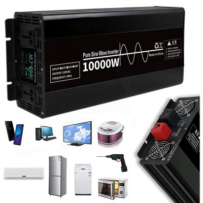 Pure Sine Wave Power Inverter 10000W DC 24V/48V to AC 220V Power Converter with LCD Display & AC outlets for Solar System, Home, Car Use,24Vto220V