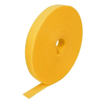 DIGITMON 50Ft 0.8" Width Hook and Loop Fastening Strap Tape Cable Tie Roll (Yellow)