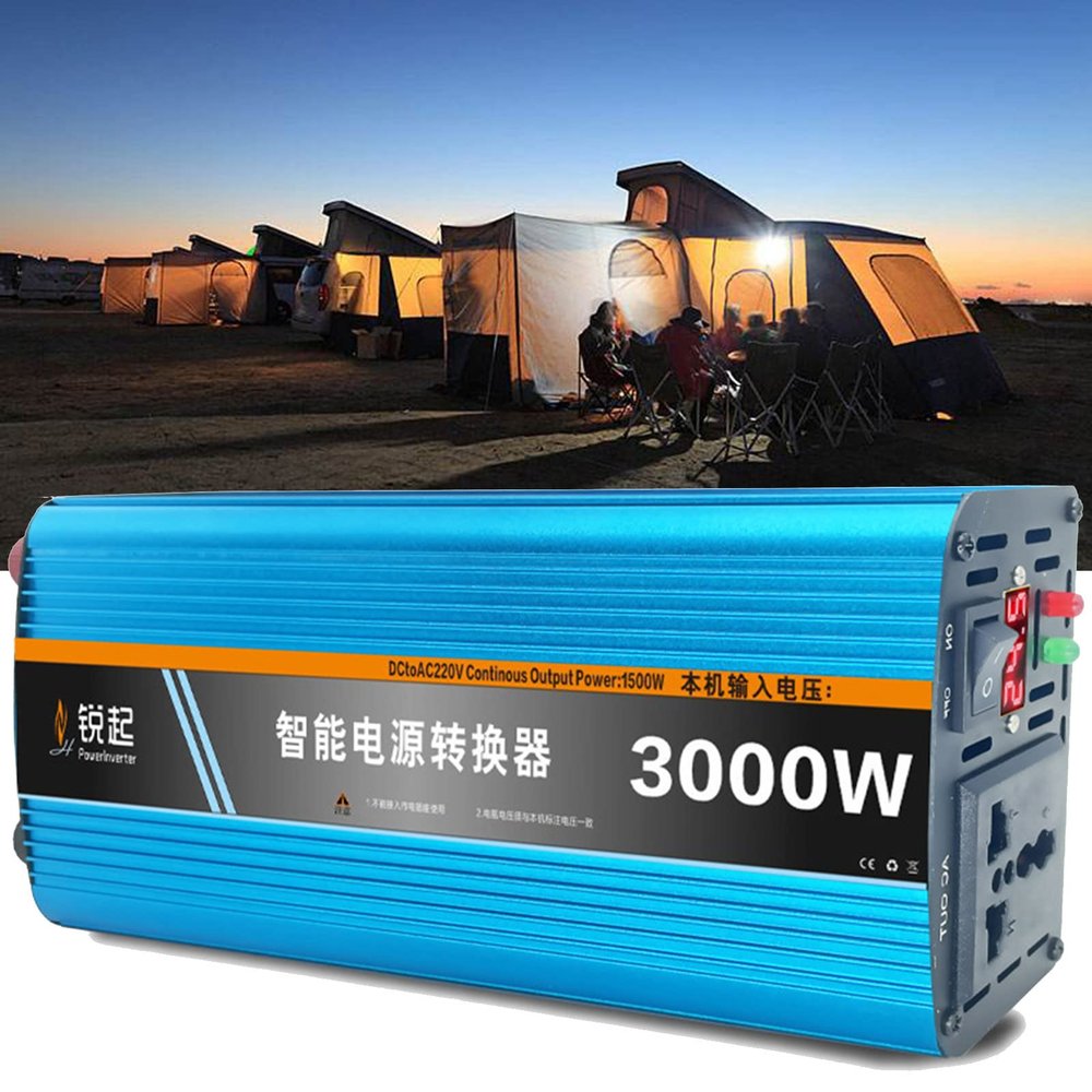 3000W Pure Sine Wave Power Inverter 12V/24V/48V/60V to 220V Car Converter Adapter with LCD Display,AC Outlets,for RV Truck Car,12vto220v