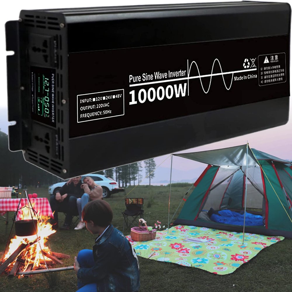 10000W Pure Sine Wave Power Inverter,DC 24V/48V to AC 220V Car Converter Power Inverter with LCD Display & AC outlets,for RV Truck Car,48Vto220V