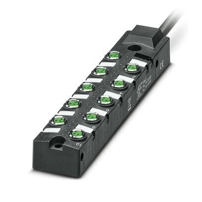 1197328, Sensor/Actuator Box, 10 M8 sockets, 3pos, SACB-10/3-L-10,0PUR-M8 HD