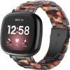 Ayeger Resin Wristband Compatible with Fitbit Versa 4 3 Bands/Fitbit Versa Sense 2 1 Bands,Women Men Lightweight Bracelet Strap with Stainless Steel Metal Buckle(Black Tortoise) view 1