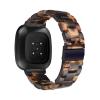 Ayeger Resin Wristband Compatible with Fitbit Versa 4 3 Bands/Fitbit Versa Sense 2 1 Bands,Women Men Lightweight Bracelet Strap with Stainless Steel Metal Buckle(Black Tortoise) view 2