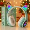 KERHAND Bluetooth Headphones for Kids, Cute Ear Cat Ear LED Light Up Foldable Headphones Stereo Over Ear with Microphone/TF Card Wireless Headphone for iPhone/iPad/Smartphone/Laptop/PC/TV (Green) view 1