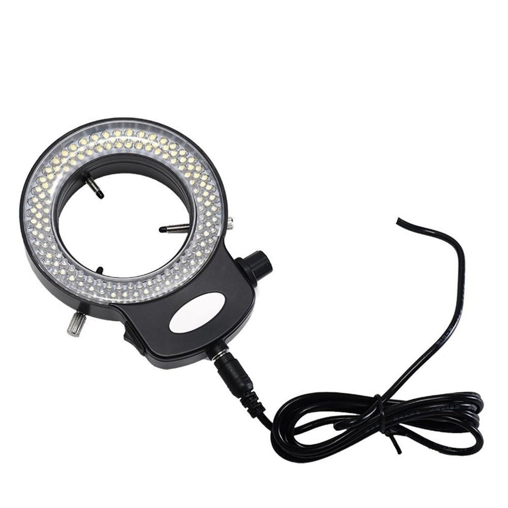 RADHAX Microscope Kit Portable Bright Lamp 144 LED Bulb Microscope Ring Light for Digital Stereo Microscope Microscope Lens Adapters (Color : Black)