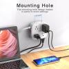 10 Ft Surge Protector Power Strip - YISHU 3 Side Outlet Extender with 8 Widely AC Outlets and 4 USB Ports, 10 Feet Extension Cord with Flat Plug, Wall Mount Desk USB Charging Station, ETL,White view 3