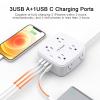10 Ft Surge Protector Power Strip - YISHU 3 Side Outlet Extender with 8 Widely AC Outlets and 4 USB Ports, 10 Feet Extension Cord with Flat Plug, Wall Mount Desk USB Charging Station, ETL,White view 4